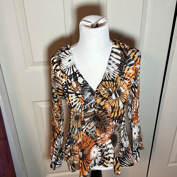 Sunny Leigh vintage ruffled mod pattern blouse - Picture 5 of 8